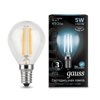 Лампа Gauss LED Filament Globe E14 5W 4100K 105801205 - Царь-Свет - светильники, мебель, предметы интерьера