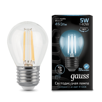 Лампа Gauss LED Filament Globe E27 5W 4100K 105802205 - Царь-Свет - светильники, мебель, предметы интерьера