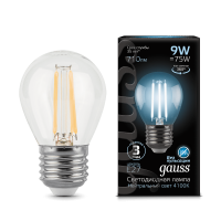 Лампа Gauss LED Filament Globe E27 9W 4100K 105802209 - Царь-Свет - светильники, мебель, предметы интерьера