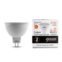 Лампа Gauss LED Elementary MR16 3.5W 3000K 1/10/100 (13514) - Царь-Свет - светильники, мебель, предметы интерьера