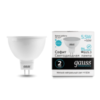 Лампа Gauss LED Elementary MR16 5.5W GU5.3 4100К 1/10/100 (13526) - Царь-Свет - светильники, мебель, предметы интерьера