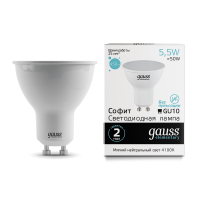 Лампа Gauss LED Elementary GU10 5.5W 4100К 1/10/100 (13626) - Царь-Свет - светильники, мебель, предметы интерьера