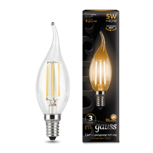 Лампа Gauss LED Filament Candle tailed E14 5W 2700K 104801105 - Царь-Свет - светильники, мебель, предметы интерьера