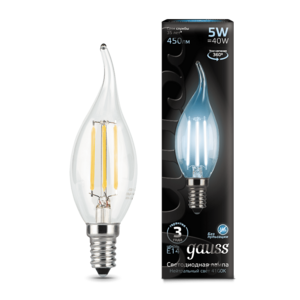 Лампа Gauss LED Filament Candle tailed E14 5W 4100K 104801205 - Царь-Свет - светильники, мебель, предметы интерьера