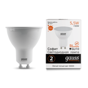 Лампа Gauss LED Elementary GU10 5.5W 3000К 1/10/100 (13616) - Царь-Свет - светильники, мебель, предметы интерьера