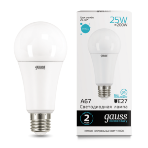 Лампа Gauss LED Elementary A67 25W E27 4100K (73225)  - Царь-Свет - светильники, мебель, предметы интерьера